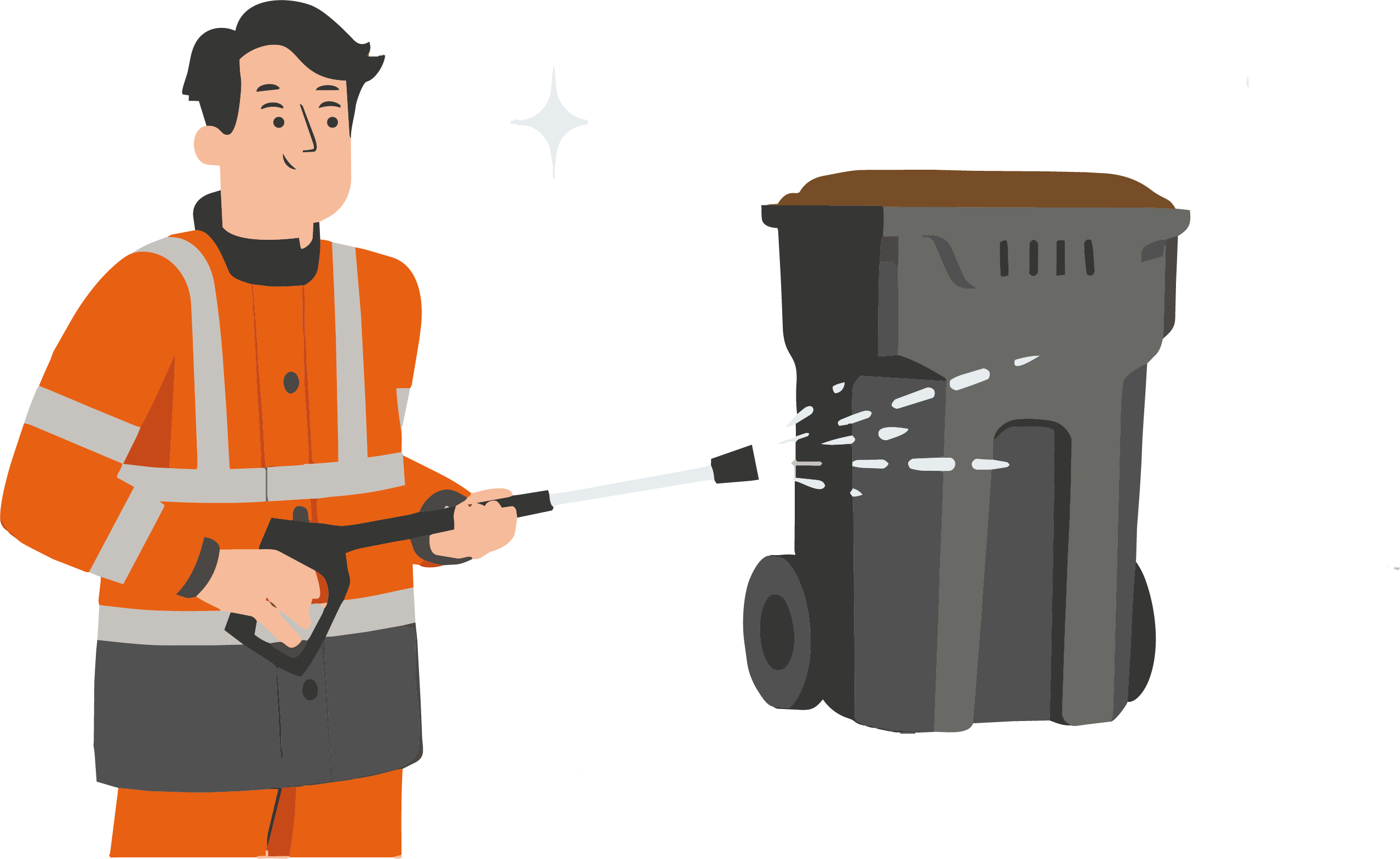 Laveur Les Eugène lavage haute pression d'une poubelle à domicile